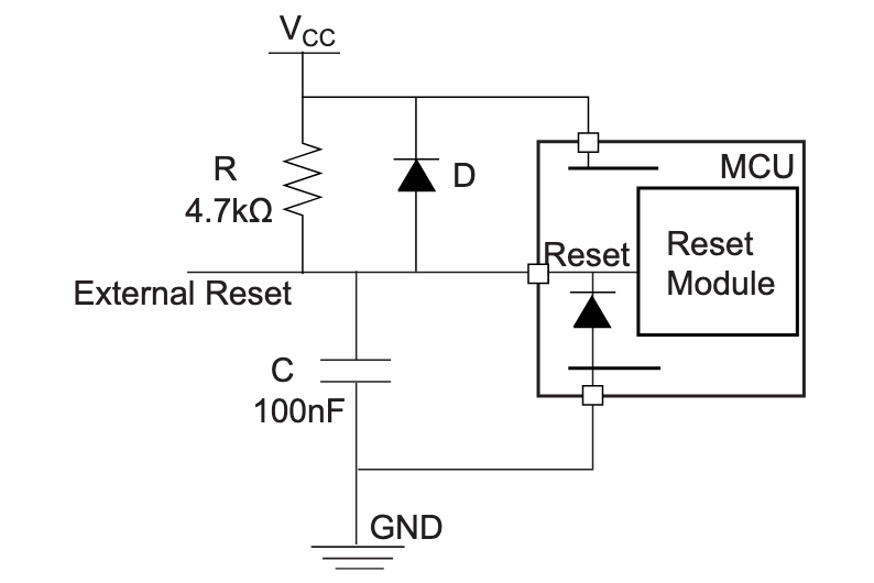 AN2519 recommended RESET circuit design