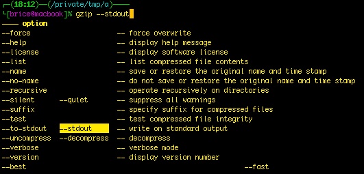 menu-selection Menu Selection - here I'm cycling through gzip options