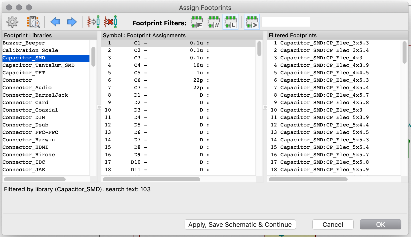 Assign footprints