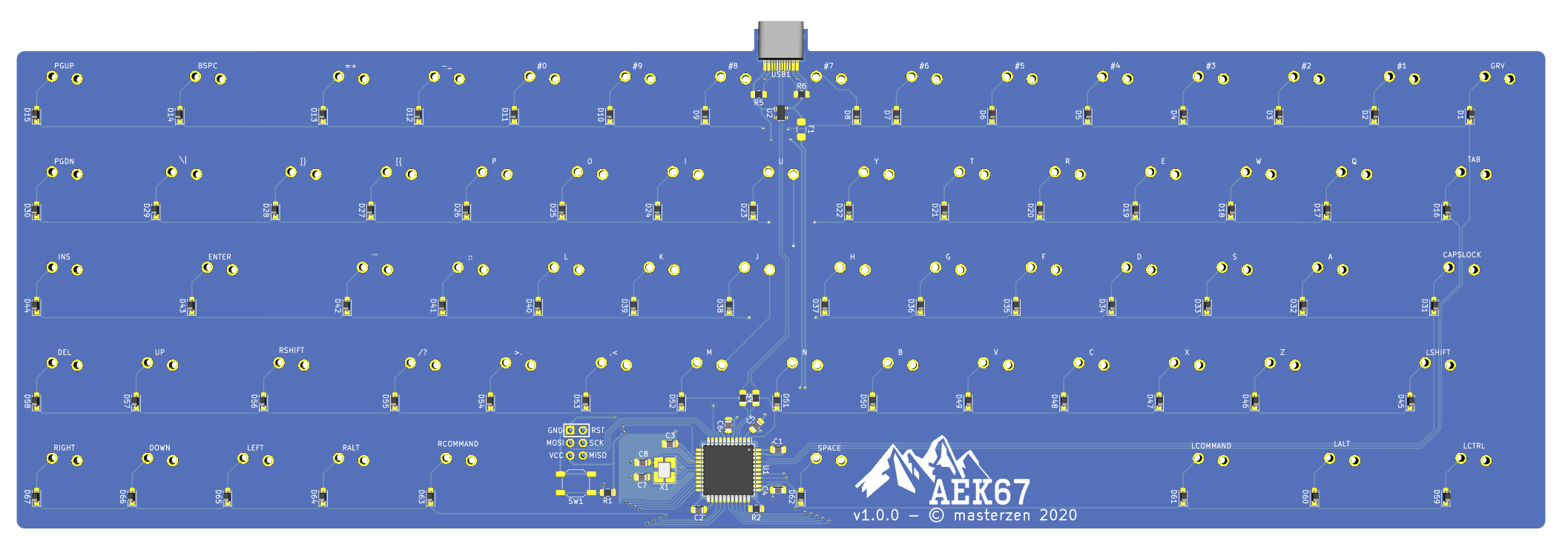 Rendered back PCB with logo